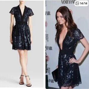 Diane Von Furstenberg Blue Lace Mini Dress